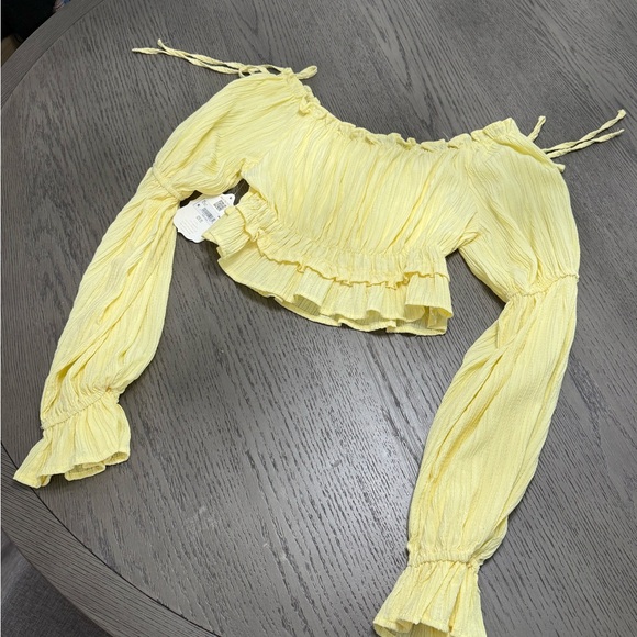 Yellow Off-Shoulder Ruffle Top - Picture 4 of 4